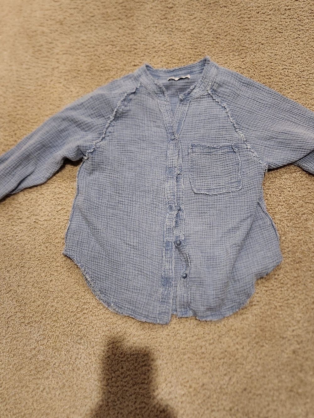 Zara Light Blue Gauze Button-Down Shirt